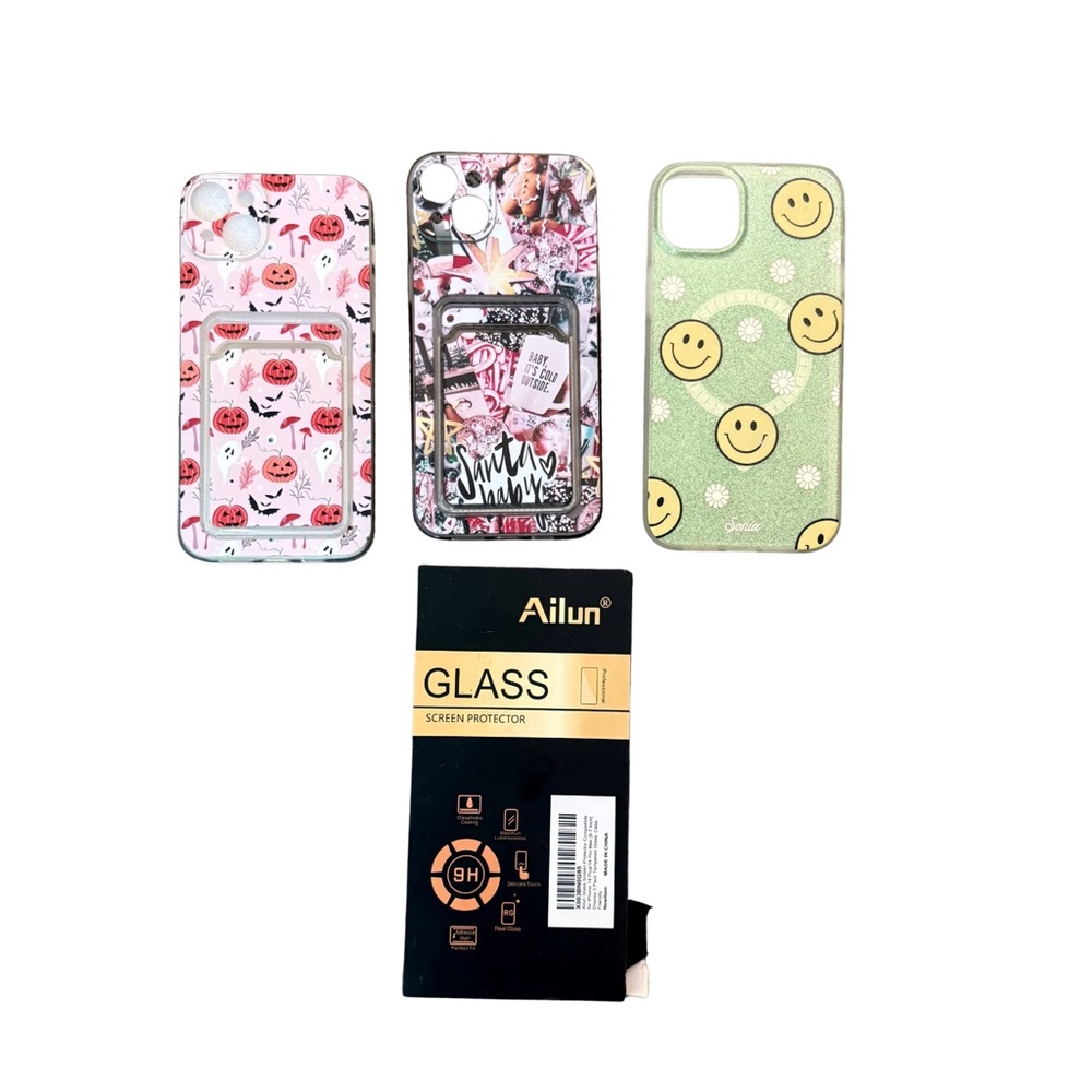 iPhone 14 + Lot 2Magnet‎ & Wallet Cases Screen Protector Halloween Christmas